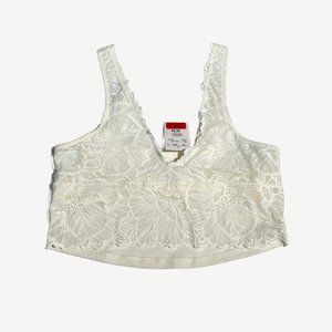 NWT Aerie White And Lacey Cropped Tank Bra Top Size Large
